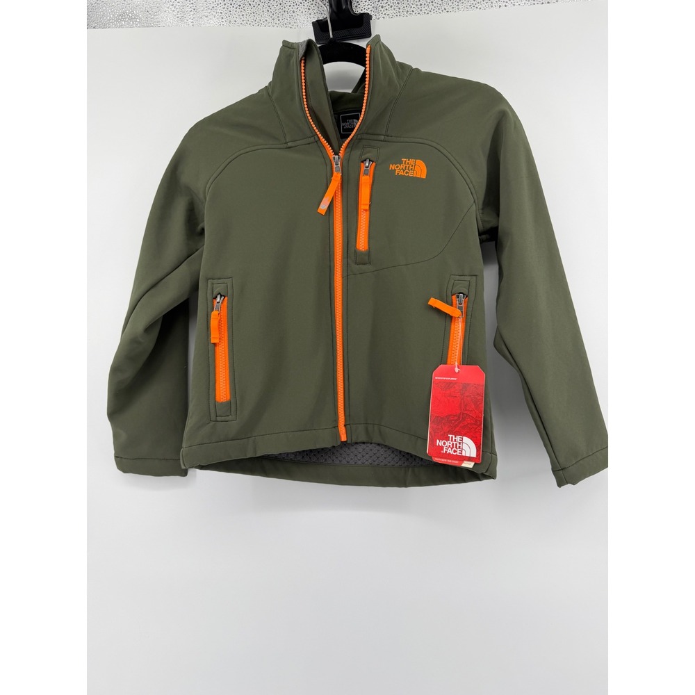 The North Face Boys Shelbe Raschel Jacket Size S 7/8 Green Orange Softshell NWT